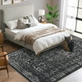 thumbnail image 1 of Hasoo 9' x 12' Area Rug for Living Room Boho Vintage Rug Non Slip Throw Rugs Floral Indoor Carpet, Black, 1 of 6