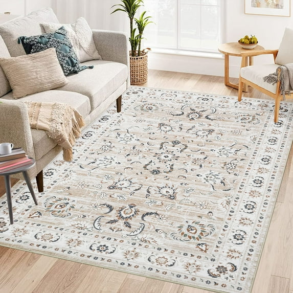 Hasoo 9' x 12' Area Rug for Living Room Persian Durable Washable Non Slip Rug for Bedroom, Pink