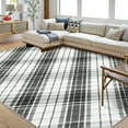 thumbnail image 1 of Hasoo 9' x 12' Large Area Rug Contemporary Gradual Plaid Rug for Living Room Modern Geometric Print Rug Washable Low Pile Non-Slip Rug, Black Gray, 1 of 6