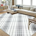 thumbnail image 1 of Hasoo 9' x 12' Large Area Rug Contemporary Gradual Plaid Rug for Living Room Modern Geometric Print Rug Washable Low Pile Non-Slip Rug, Grey, 1 of 6
