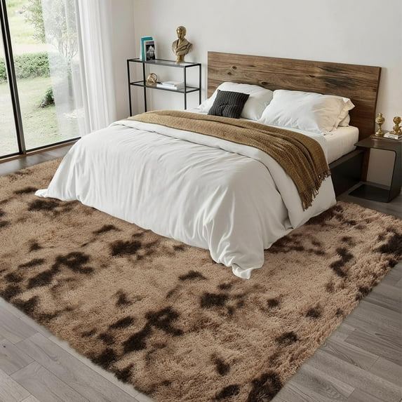 Hasoo 9' x 12' Large Area Rug High-Pile Plush Shag Rug Perfect for Living Rooms, Bedrooms, Dining Rooms, Brown