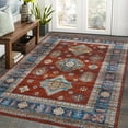 thumbnail image 1 of Hasoo 9' x 12' Large Boho Area Rug Washable Foldable Rug Soft Thin Rug Low Pile Non-Slip Rug Indoor Vintage Persian Rug for Living Room Bedroom, Red, 1 of 5