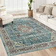 thumbnail image 1 of Hasoo 9' x 12' Large Foldable Rug Soft Distressed Floor Cover Persian Rug Retro Low Pile Non-Slip Washable Carpet for Living Room Bedroom Office, Brown/Green, 1 of 5