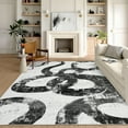 thumbnail image 1 of Hasoo 9' x 12' Modern Washable Indoor Rug for Living Room Soft Abstract Geometric Line Area Rug Non Slip Stain Resistant Black White Carpet, 1 of 6