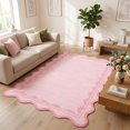 thumbnail image 1 of Hasoo 9' x 12' Pink Scalloped Washable Neutral Area Rug for Living Room Modern Geometric Accent Throw Carpet for Bedroom Non-Slip Floor Cover Room Home Decor, 1 of 7