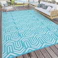 thumbnail image 1 of Hasoo 9' x 18' Light Blue Outdoor Rug for Patio Decor Waterproof Plastic Straw Modern Geometric Carpet PP Tube Woven Portable Camping Mat for Picnic Balcony, 1 of 7