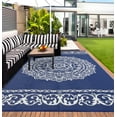 thumbnail image 1 of Hasoo 9' x 18' Outdoor Rug Oriental Floral Carpet Durable Stain Resistant Area Utility Rug Navy, 1 of 6