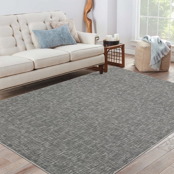 Hasoo Area Rug 4' x 6' Solid Texture Carpet for Living Room Bedroom Gray Rug