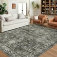 thumbnail image 1 of Hasoo Area Rug 5' x 7' Persian Rug Bohemian Indoor Floor Cover Washable Thin Soft Rug Floral Print Living Room Bedroom Dining Room Green Brown, 1 of 7