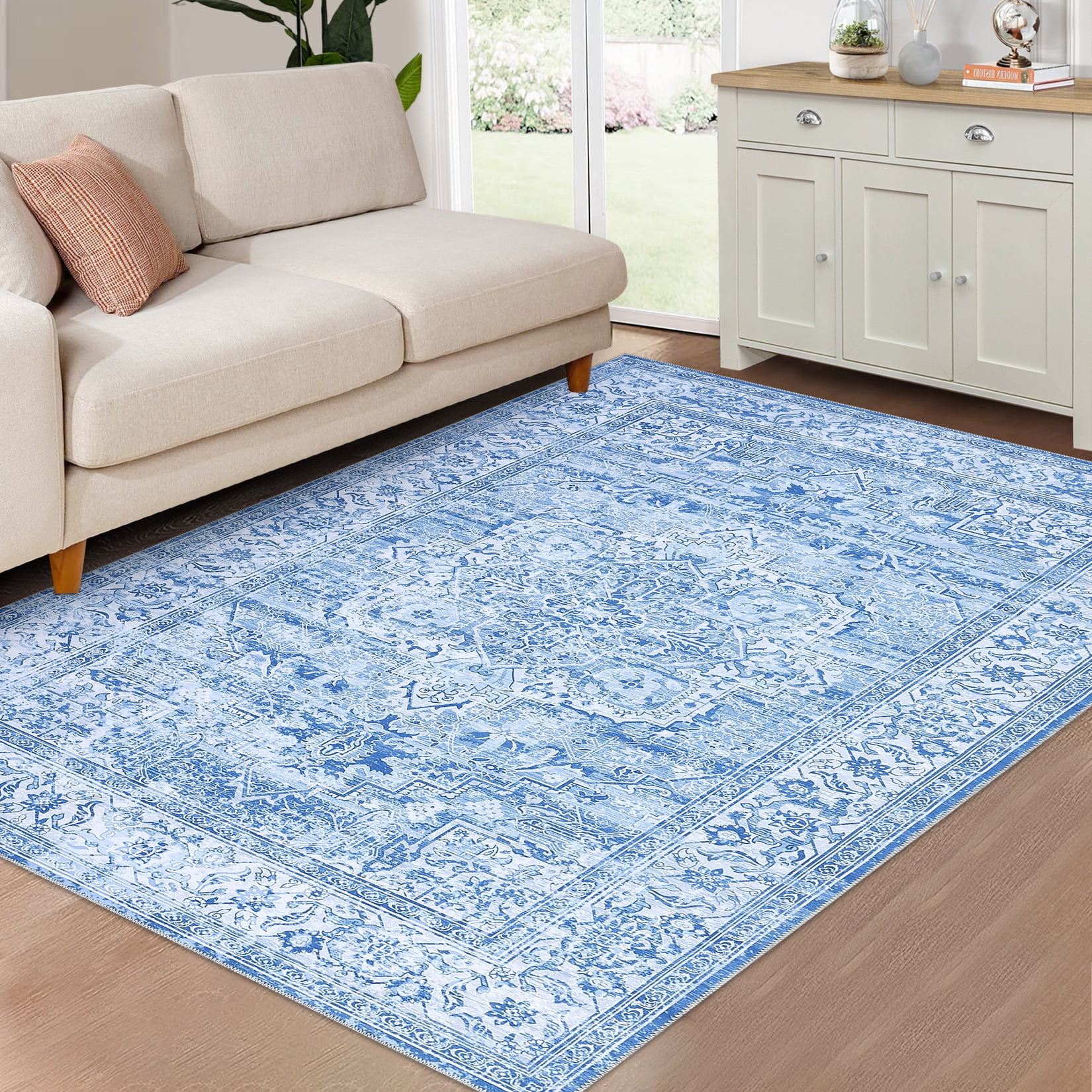Hasoo Area Rug 5' x 7' Washable Persian Rugs for Living Room Non-Slip ...