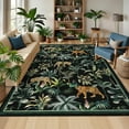 thumbnail image 1 of Hasoo Area Rug 5'x 8' Washable Rug for Living Room Tiger Rugs Tropical Jungle Plant Indoor Carpet Non Slip Floor Cover, Black, 1 of 5
