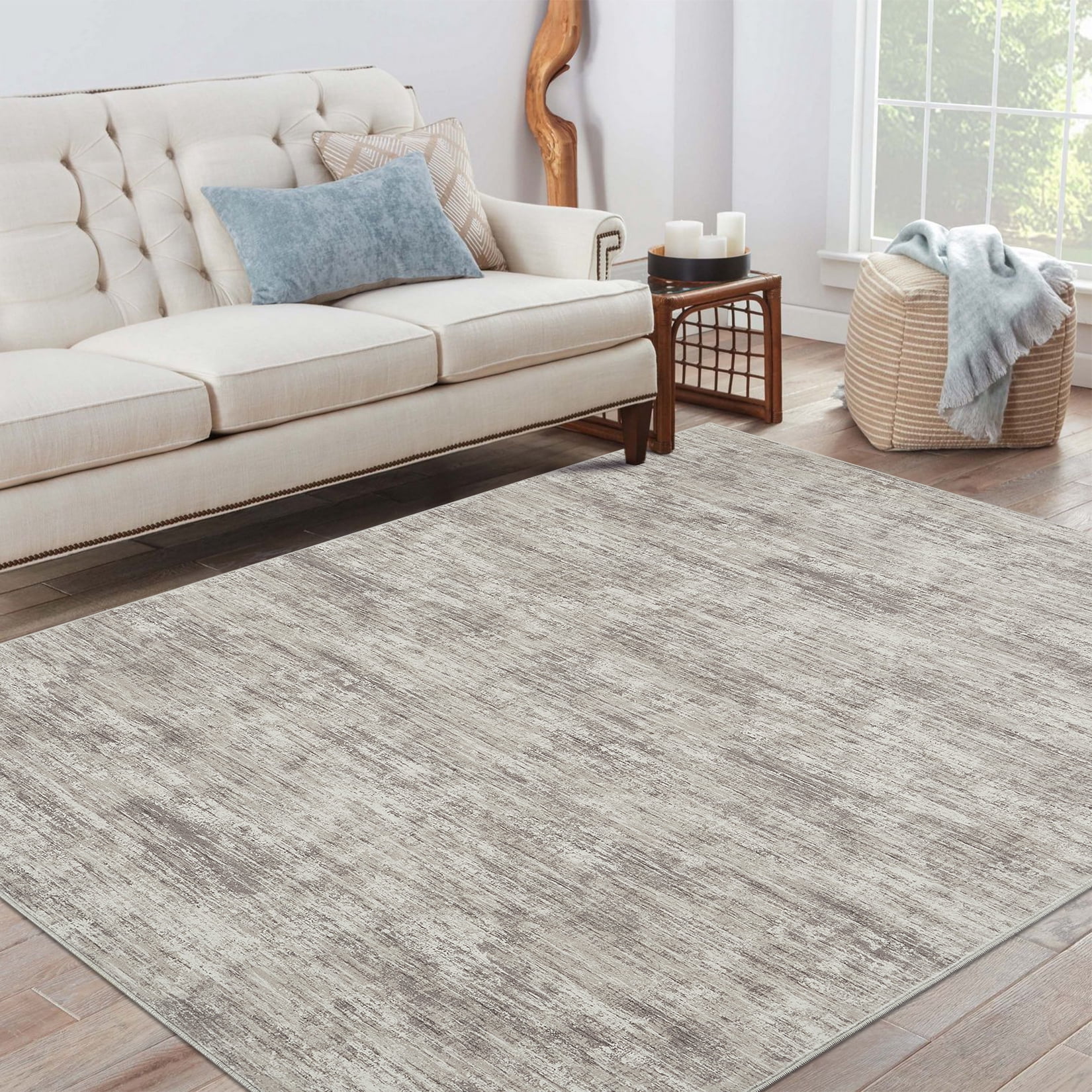 Hasoo Area Rug 6' x 9' Rug for Living Room Solid Texture Indoor Washable Carpet, Camel