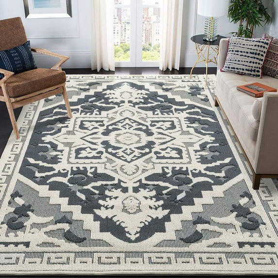 Hasoo Area Rug 8' x 10' Floral Area Rug for Living Room Shag Soft Indoor Floor Carpet, Gray