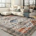 thumbnail image 1 of Hasoo Area Rug 8' x 10' Vintage Distressed Geometric Floral Area Rug for Living Room Washable Soft Indoor Floor Carpet, Taupe, 1 of 7
