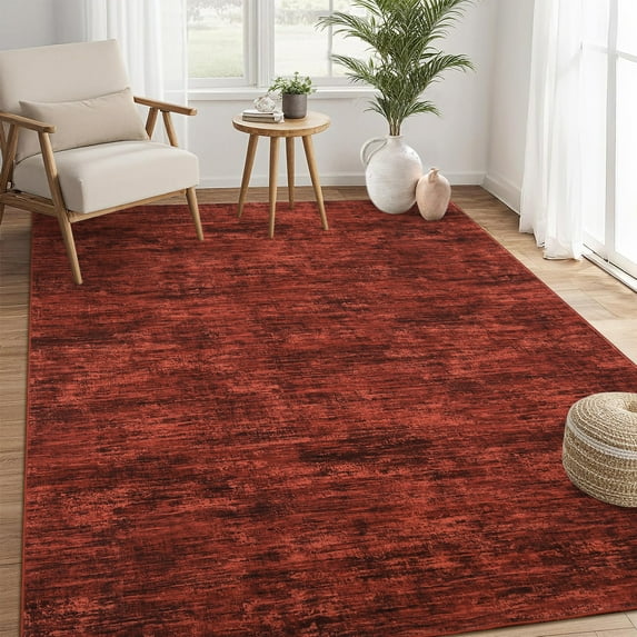 Hasoo Area Rug 9' x 12' Rugs for Dining Room Modern Rugs for Living Room Soild Indoor Carpet Soft Lightweight Washable Xmas Red Rugs
