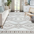 thumbnail image 1 of Hasoo Area Rug 9' x 12' Washable Modern Rhomboid Rugs for Living Room Non-Slip Carpet Beige, 1 of 5
