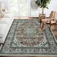 thumbnail image 1 of Hasoo Area Rug Vintage Tribal Carpet Anti-Slip Rug Washable Persian Carpet for Living Room Bedroom, Green/Brown, 4' x 6', 1 of 6