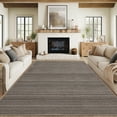 thumbnail image 1 of Hasoo Area Rug for Living Room 5' x 7' Washable Modern Brown Geometric Rug with Stripped Lines Home Decor Indoor Carpet, 1 of 5