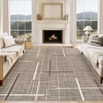 thumbnail image 1 of Hasoo Area Rug for Living Room Washable 5x7ft Rug Geometric Grid Rug for Bedroom Dining Room Modern Indoor Carpet Brown, 1 of 5