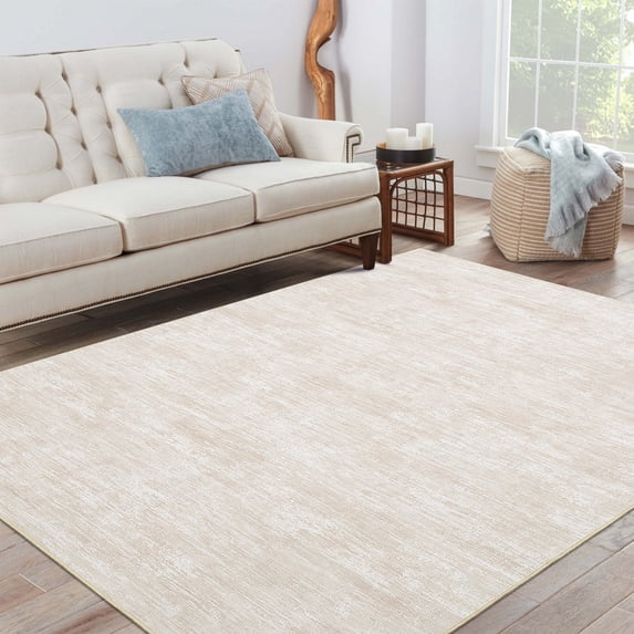Hasoo Area Rugs 5' x 7' Solid Texture Rug for Living Room Bedroom Indoor Carpet, Beige
