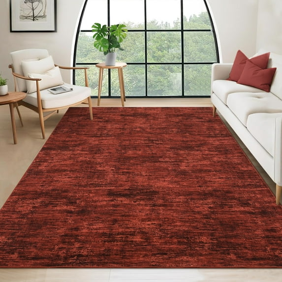 Hasoo Area Rugs 5' x 7' Solid Texture Rug for Living Room Bedroom Indoor Carpet, Xmas Red