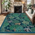 thumbnail image 1 of Hasoo Blue 10x13 Jungle Rugs for Living Room Washable Non Slip Forest Anmial Print Bedroom Indoor Modern Carpet, 1 of 5