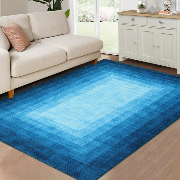Hasoo Border Gradient Area Rug, 5' x 7' , Blue