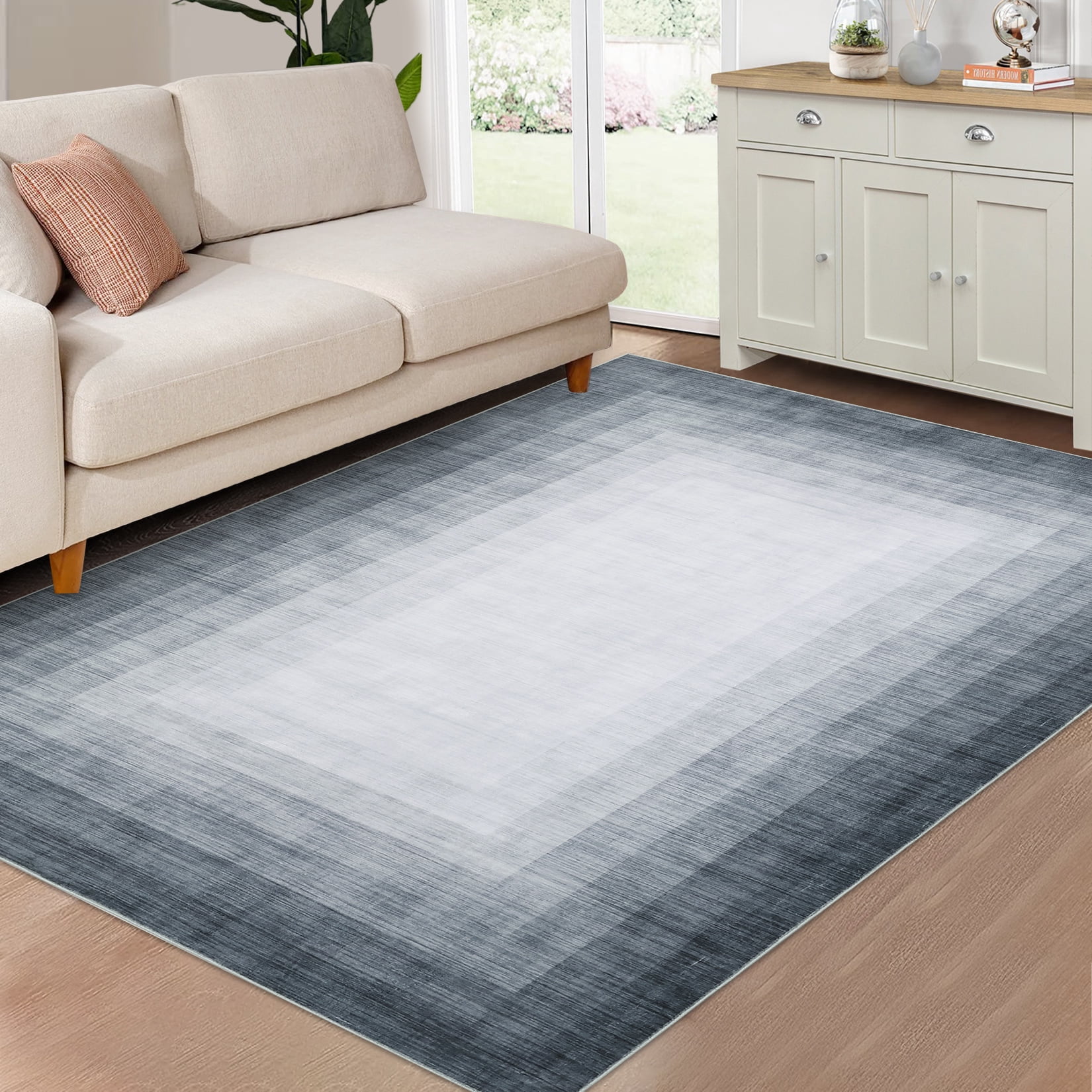 Gradient Area Rug Hasoo Border Gradient Area Rug, 5' x 7' , Gray - Walmart.com