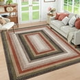thumbnail image 1 of Hasoo Braided Texture Bordered Washable Carpet Non Slip Living Room 6' x 9' Area Rug Soft Stain Resistant Dining Room Throw Rug, Black Red, 1 of 6