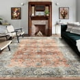 thumbnail image 1 of Hasoo Brick Red Thin Rug 9x12 Area Rug Traditional Rug Indoor Oriental Medallion Area Rug Washable Rug, 1 of 7