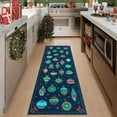 thumbnail image 1 of Hasoo Christmas Home Decor Bell Pattern Area Rug Washable 2' x 6' Modern Rug for Hallway Enterway Indoor Blue Carpet, 1 of 5
