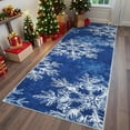 thumbnail image 1 of Hasoo Christmas Home Decor Snowflake Pattern Area Rug Washable 2' x 6' Modern Rug for Hallway Enterway Indoor Blue Carpet, 1 of 5