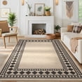 thumbnail image 1 of Hasoo Easy Jute Area Rug 5x7 Washable Rug for Living Room Bedroom Bordered Indoor Outdoor Geometric Carpet for Backyard, Yellow/Black, 1 of 5