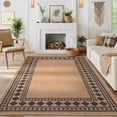 thumbnail image 1 of Hasoo Easy Jute Area Rug 8x10 Washable Rug for Living Room Bedroom Bordered Indoor Outdoor Geometric Carpet for Backyard, Brown, 1 of 5