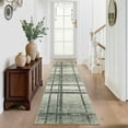 thumbnail image 1 of Hasoo Entryway 2'x 6' Runner Rug Polyester Green Geometric Indoor Carpet Non-Slip Washable, 1 of 5
