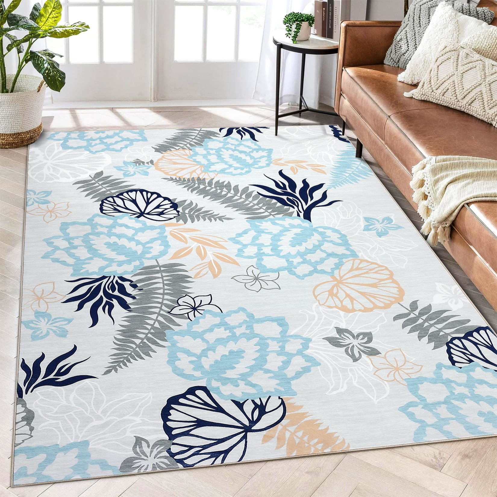 Foldable Cotton Rug Hasoo Farmhouse 5' x 7' Area Rug Foldable Oriental Vintage Distressed ...