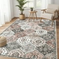 thumbnail image 1 of Hasoo Floral Area Rug for Living Room Traditional Bedroom Carpet Machine Washable Indoor Carpet, Gray/Pink 3' x 5', 1 of 6