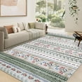 thumbnail image 1 of Hasoo Floral Washable Carpet Non Slip Living Room 5' x 7' Area Rug Soft Stain Resistant Dining Room Throw Rug, Green Beige, 1 of 6