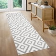 thumbnail image 1 of Hasoo Geometric Diamond Indoor Non-Slip Stain Resistant Area Rug, 2' x 6', Gray, 1 of 6