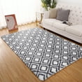 thumbnail image 1 of Hasoo Geometric Plush Shag Area Rug, White/Grey, 5' x 8', 1 of 5