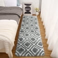 thumbnail image 1 of Hasoo Geometric Plush Shag Runner Rug, Light Grey, 2' x 6', 1 of 5