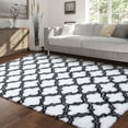 thumbnail image 1 of Hasoo Geometric Quatrefoil Area Rug, White/Black, 5' x 8' Rectangle, 1 of 5