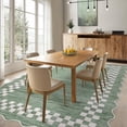 thumbnail image 1 of Hasoo Green Scalloped 4x6 Washable Area Rug for Living Room Plaid Border Indoor Non-Slip Carpet, 1 of 6