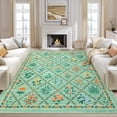thumbnail image 1 of Hasoo Green Washable Area Rugs 8' x 10' Rug for Living Room Floral Modern Trellis Non Slip Throw Indoor Carpet, 1 of 6