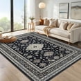 thumbnail image 1 of Hasoo Indoor Rug 5' x 7' Rugs for Living Room Vintage Floral Farmhouse Washable Non Slip Carpet for Bedroom, Black, 1 of 7