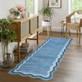 thumbnail image 1 of Hasoo Indoor Scalloped Area Rug for Hallway 2' x 6' Washable Modern Runner Mat with Non-Slip Backing, Blue, 1 of 6
