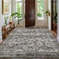 thumbnail image 1 of Hasoo Indoor Washable Area Rug 9' x 12' Floral Rugs for Living Room Geometric Throw Floor Mats Non-Slip Accent Carpet Grey/Brown, 1 of 7