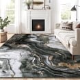 thumbnail image 1 of Hasoo Large 10' x 13' Washable Rugs for Living Room Abstract Rug Low-Pile Non Slip Easy Cleaning Neutral Modern Carpet, Black, 1 of 5