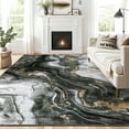 thumbnail image 1 of Hasoo Large 10' x 13' Washable Rugs for Living Room Abstract Rug Low-Pile Non Slip Easy Cleaning Neutral Modern Carpet, Black, 1 of 5