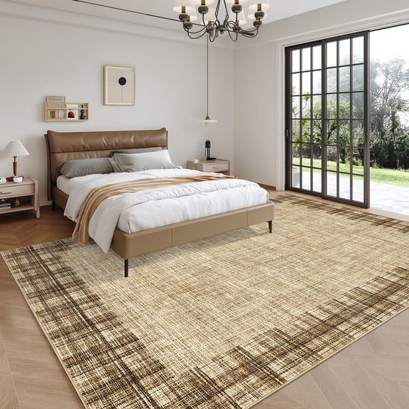 Hasoo Large Area Rug 10' x 13' Rug for Living Room Bedroom Border Non-Slip Washable Accent Indoor Carpet Yellow